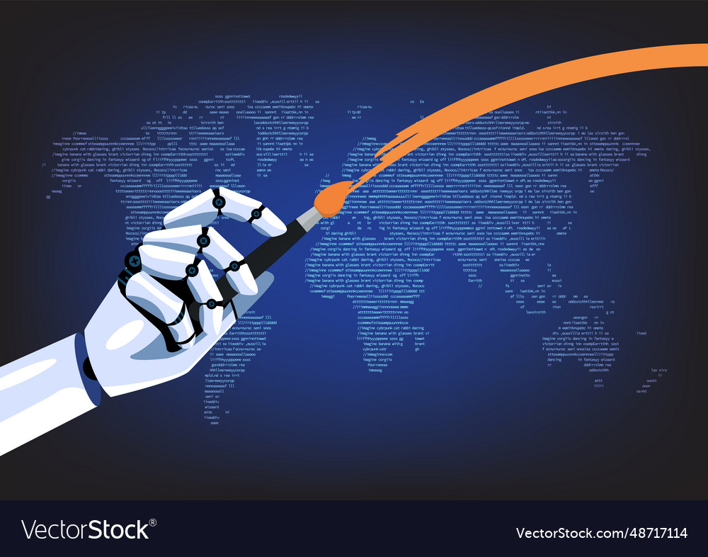Artificial Intelligence Hand Hold Artistic Paint Vector Image Artificial Intelligence Hand Hold Artistic Paint Vector Image