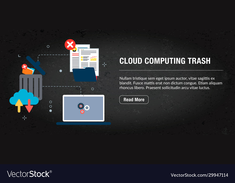 Cloud computing trash banner internet with icons vector image Cloud computing trash banner internet with icons