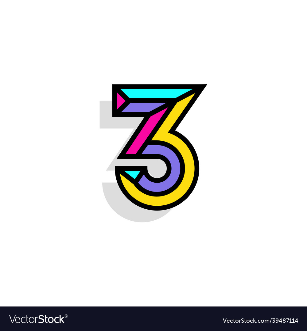 Colorful chisel number 3 vector image Colorful chisel number 3