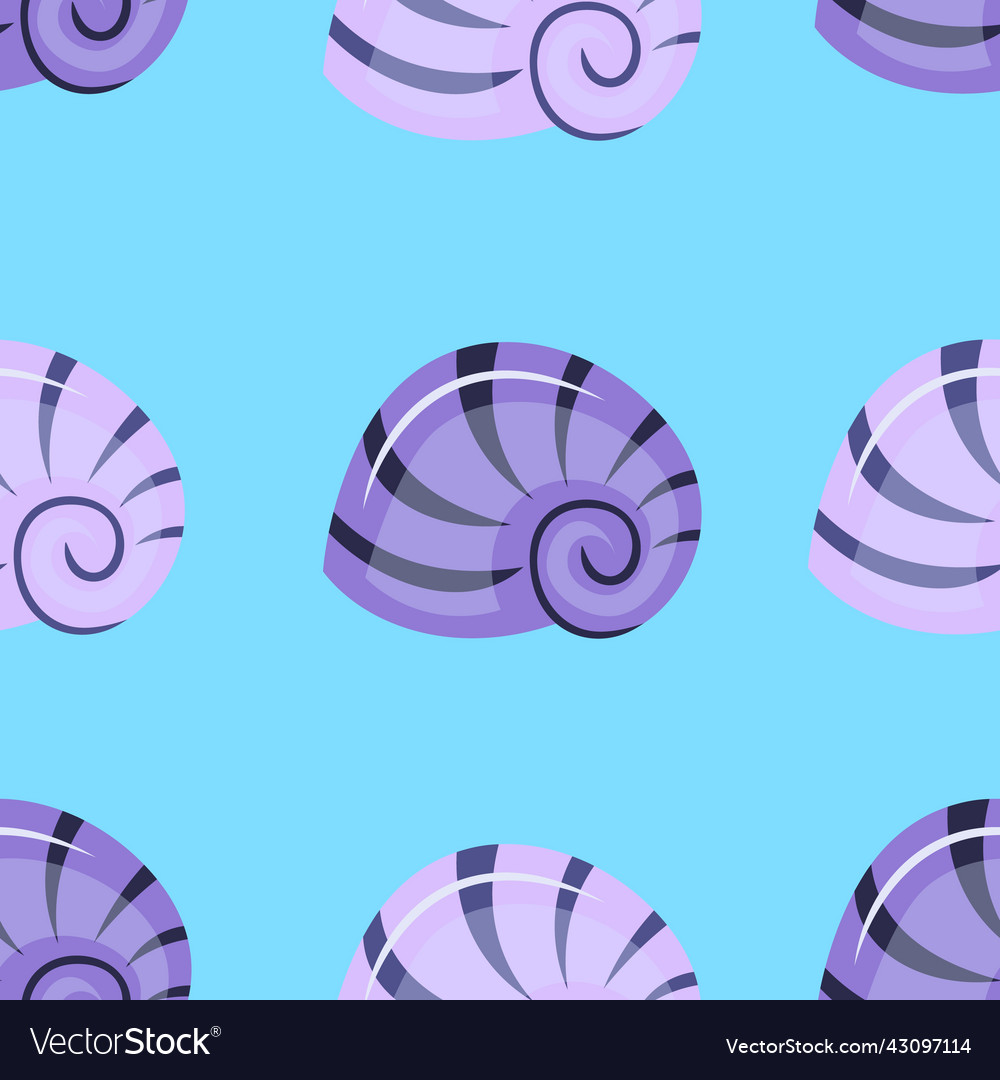 Colorful shellfish seamless pattern