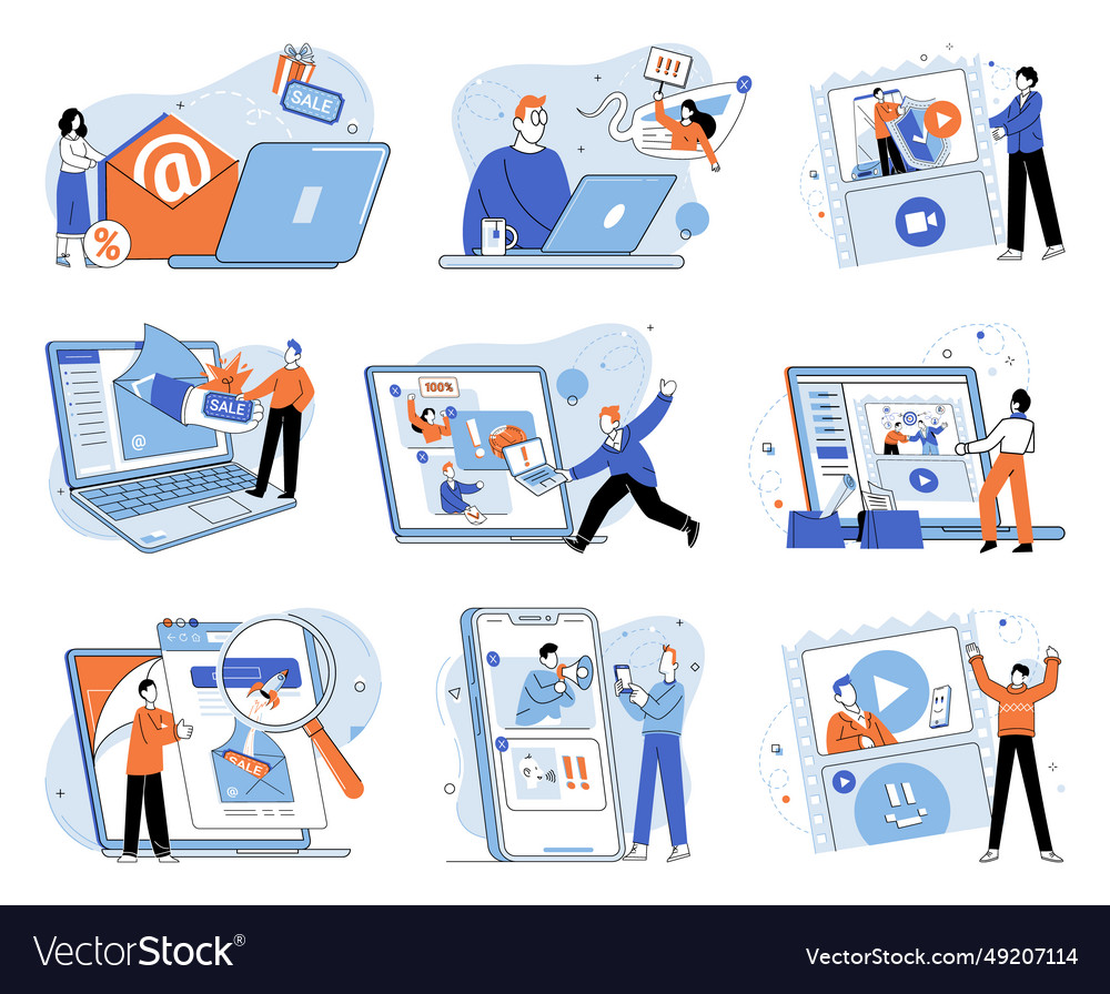 Digital marketing shopping online has vector image Digital marketing shopping online has