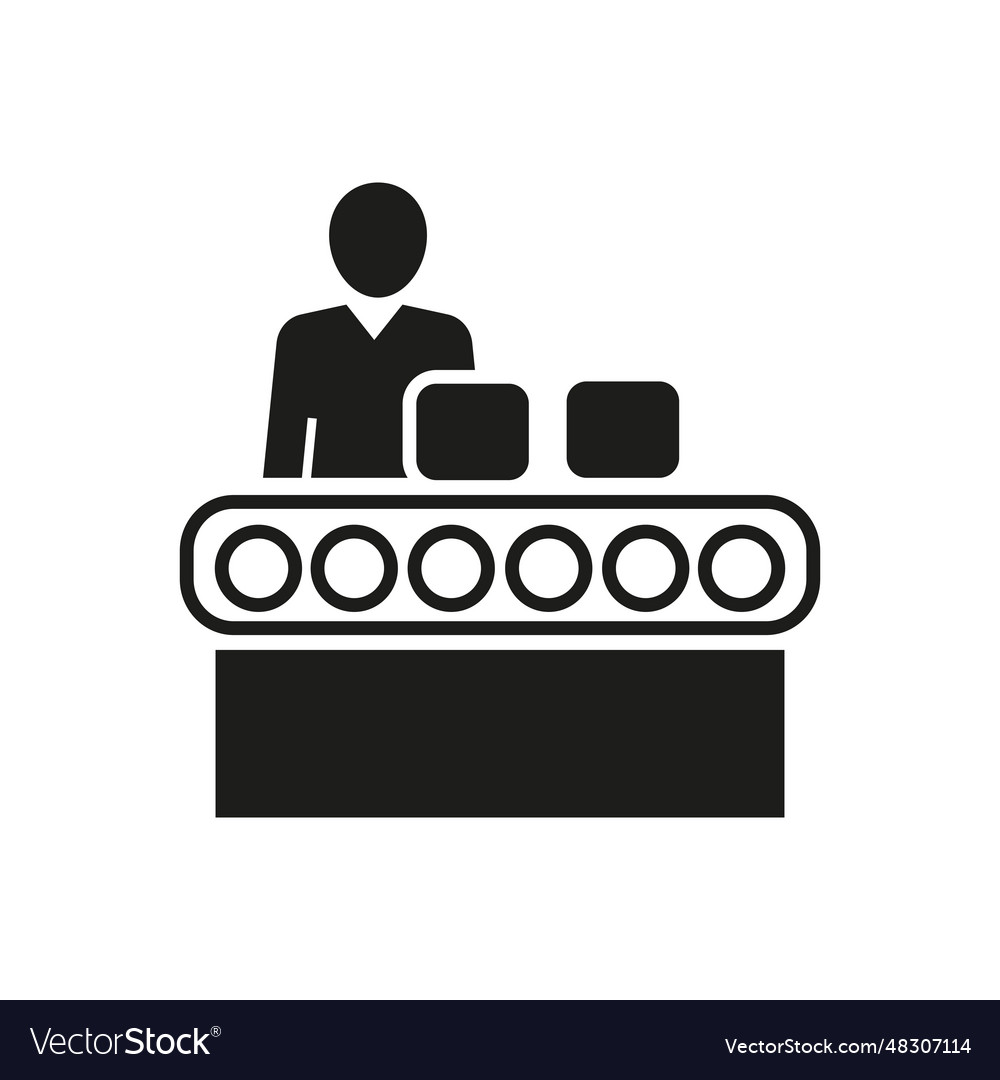 Engineer controlling assembly line icon