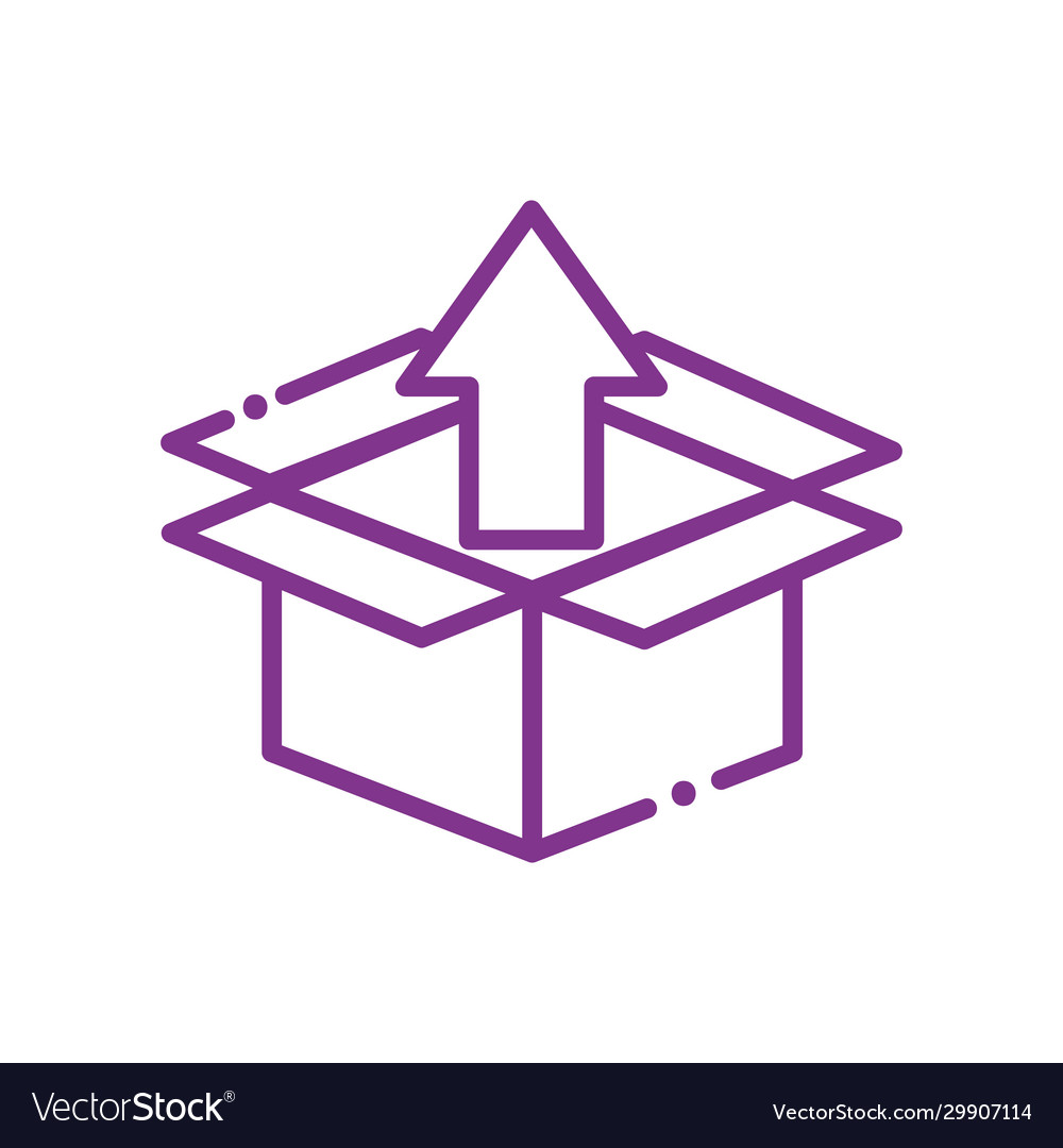 Isolated delivery box and arrow line style icon