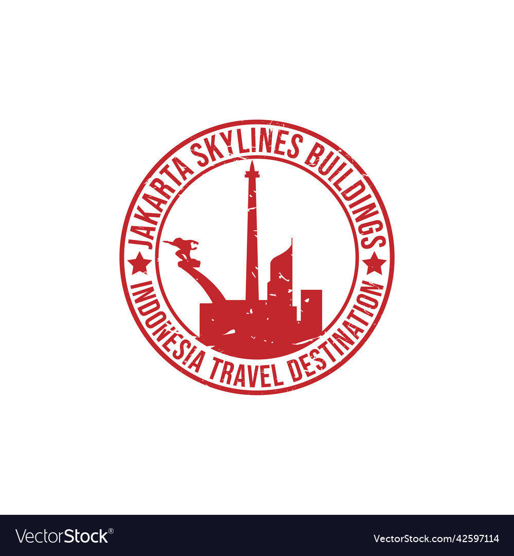 Jakarta travel destination grunge rubber stamp