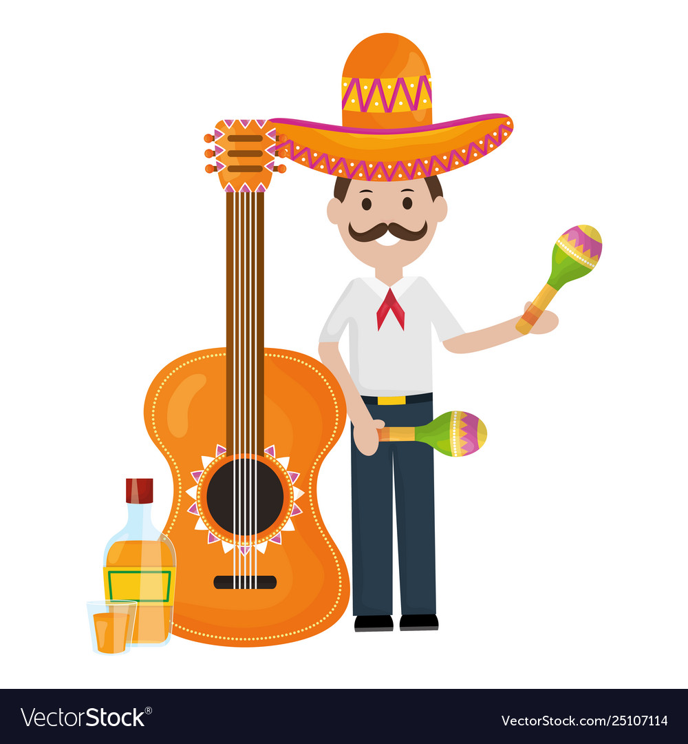 Mexikanischer Mann mit Gitarrencharakter