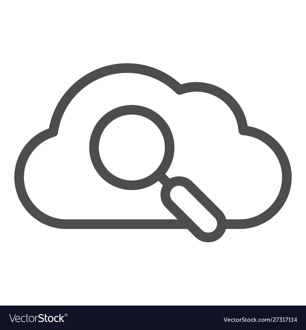 Search in cloud line icon data searching vector image Search in cloud line icon data searching
