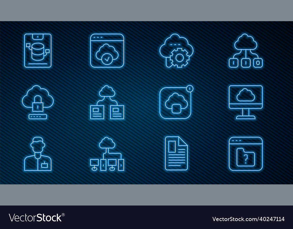 Set line file missing cloud technology data vector image Set line file missing cloud technology data