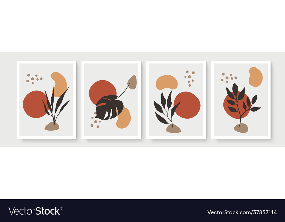 Set poster in minimal boho style with tropical Vector Image