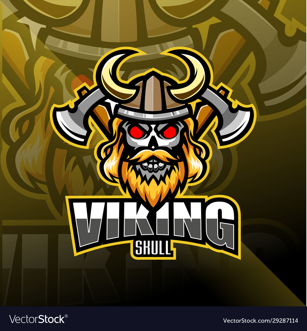 Viking head esport mascot logo Royalty Free Vector Image