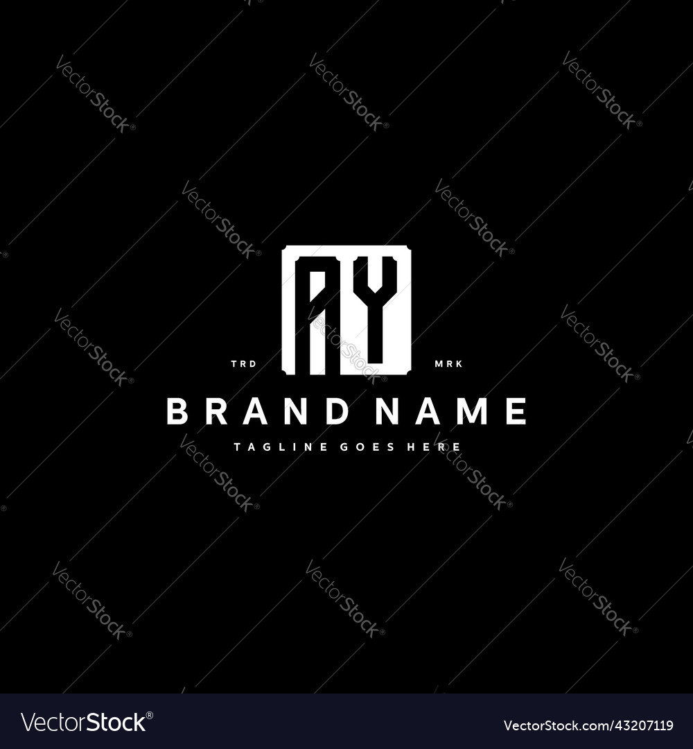 Ay monogram logo design with square rectangular
