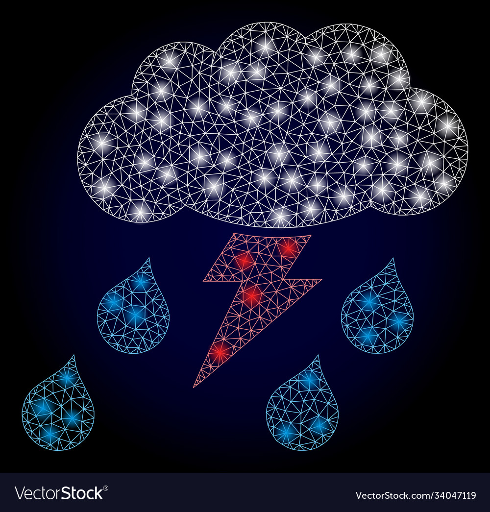 Bright web net thunderstorm with glare spots vector image Bright web net thunderstorm with glare spots