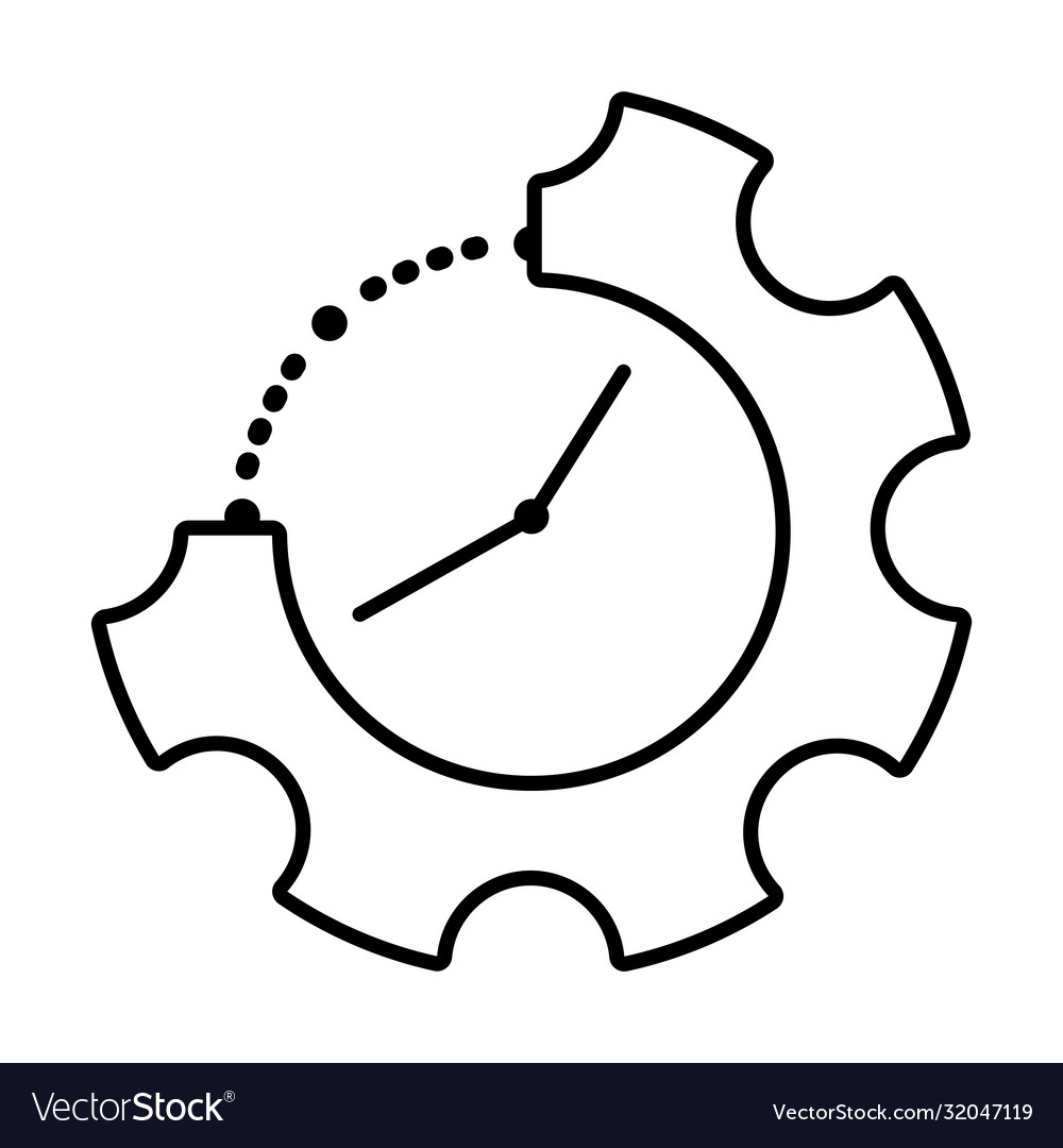 Clock with gear wheel icon line style