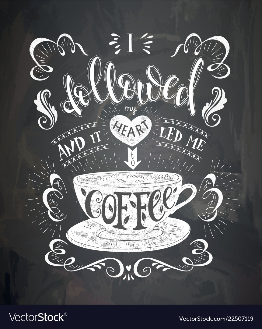 Cup of coffee with lettering on the chalk Vector Image