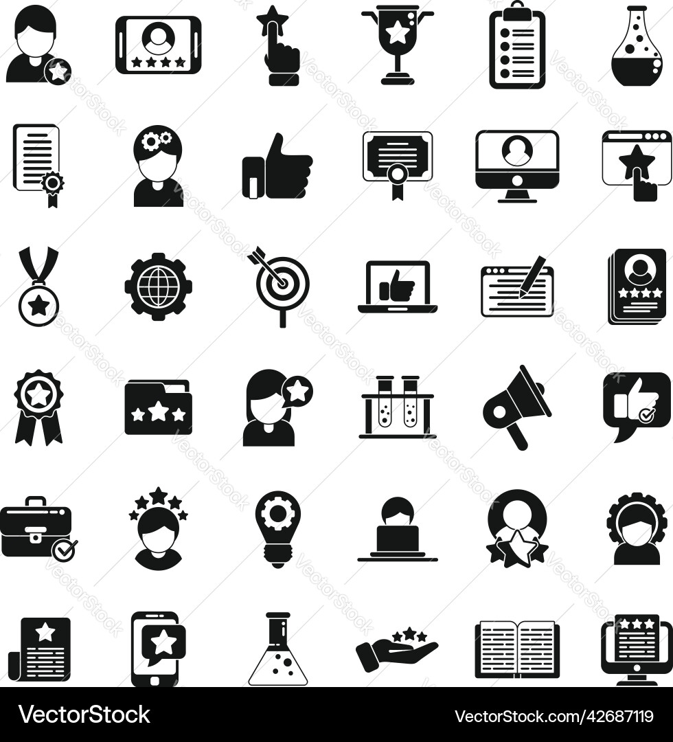 Experience icons set simple client Royalty Free Vector Image