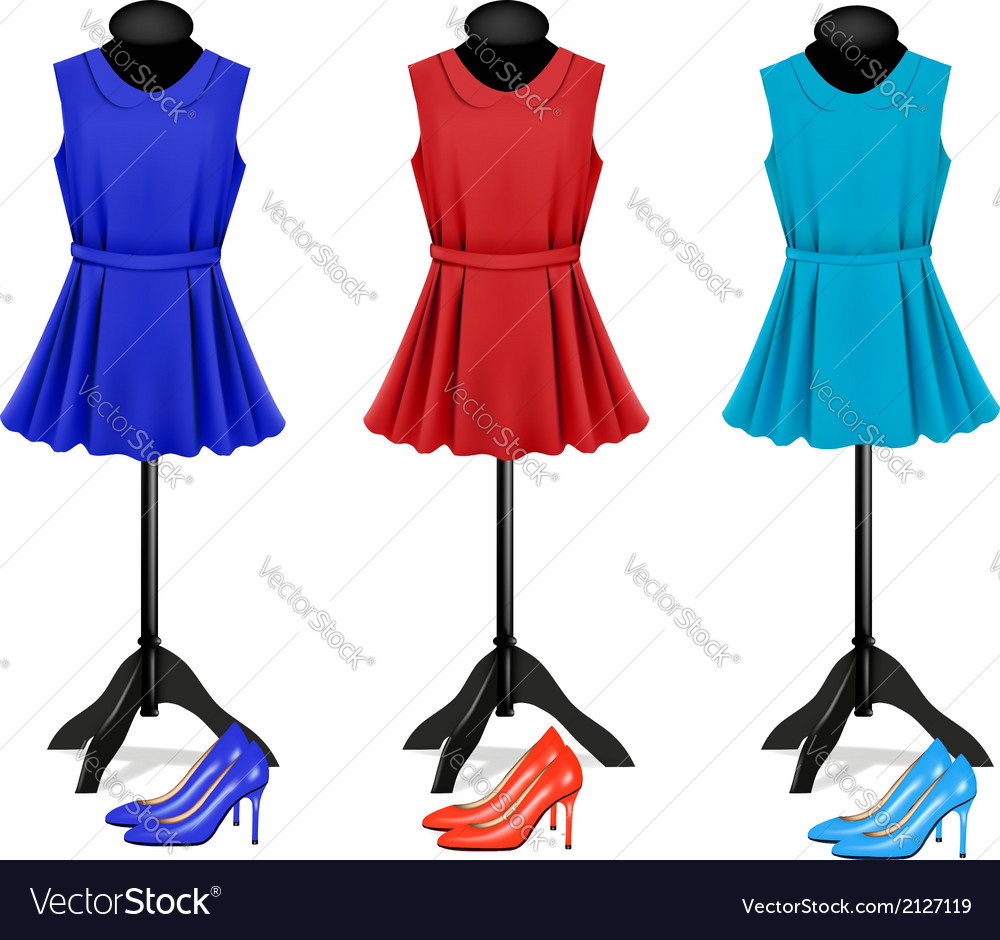 Fashion boutique background with colorful dresses