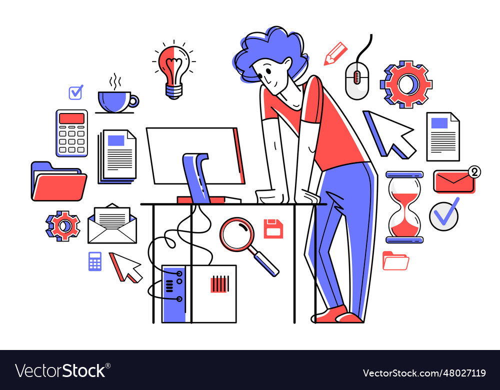 Intellectual worker making analysis of some data
