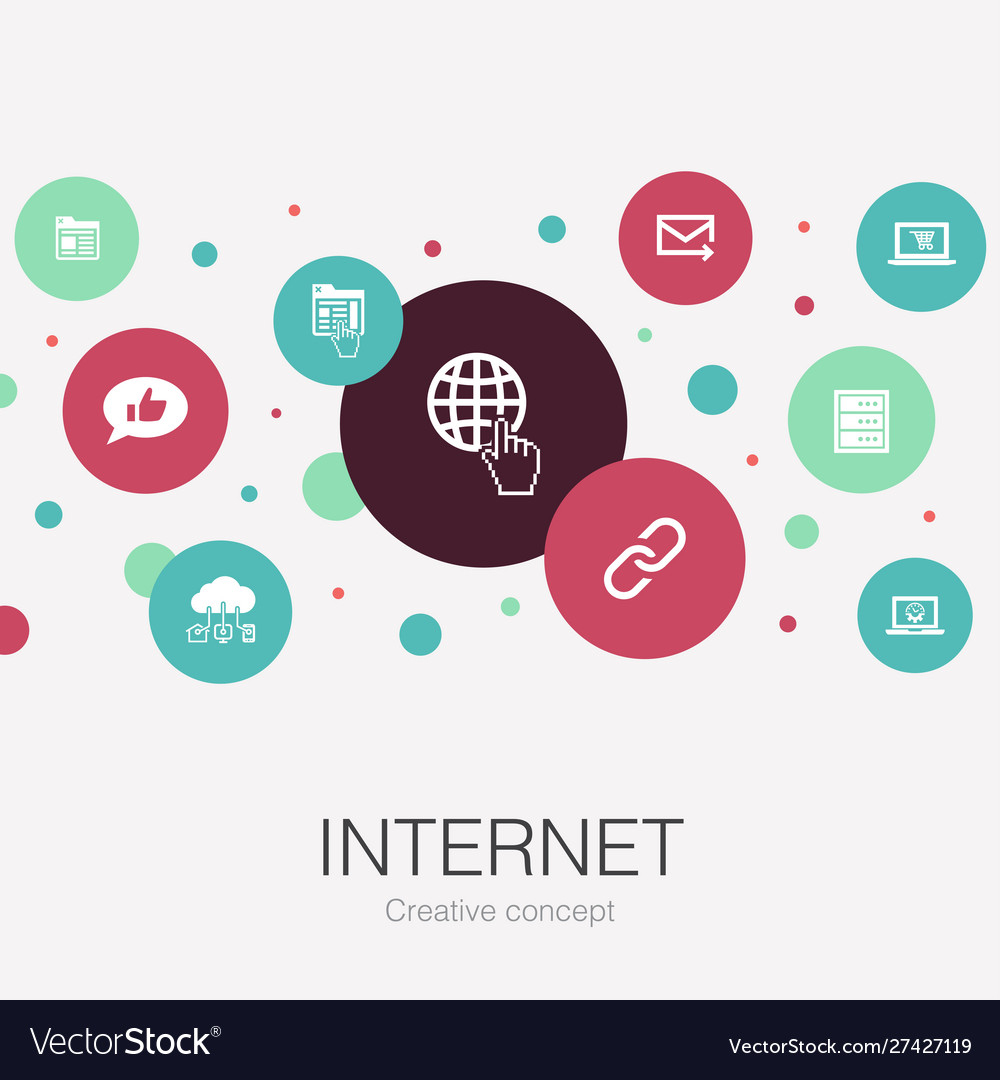 Internet trendy circle template with simple icons