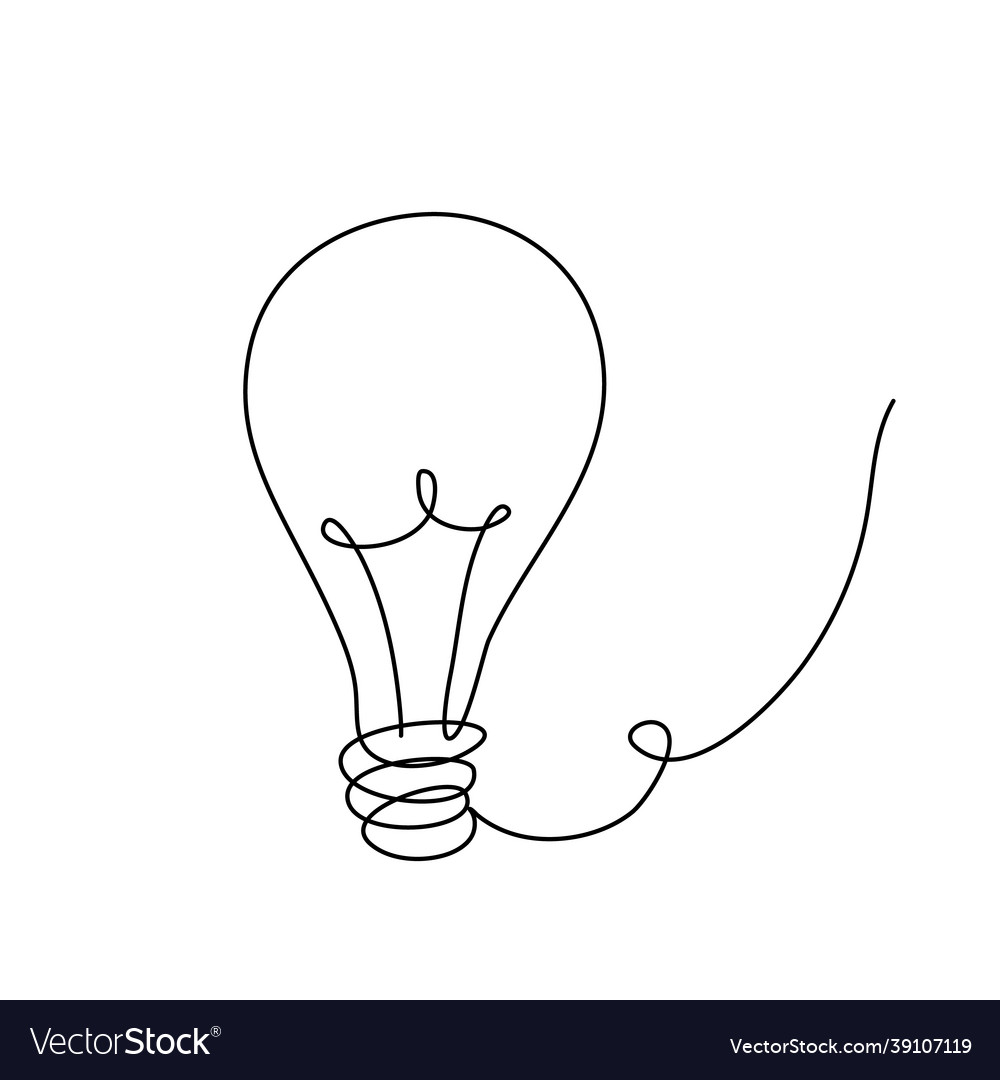 Light bulb in continuous line drawing sketchy vector image Light bulb in continuous line drawing sketchy