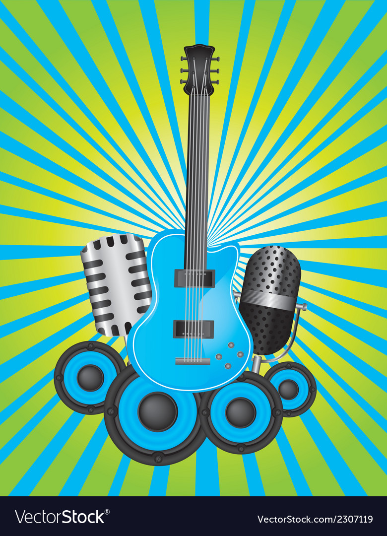 Musicals instruments over green and blue Vector Image