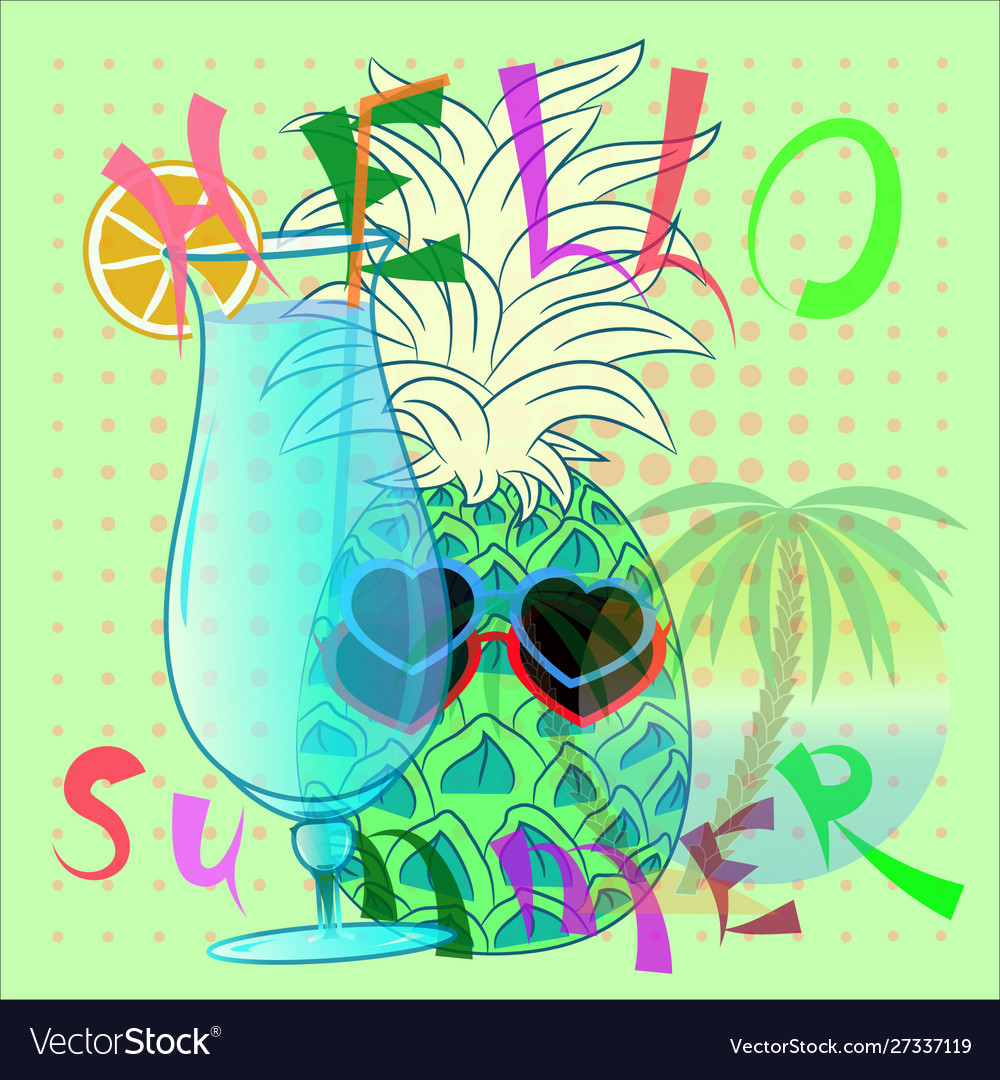 Summer pineapple cartoon colorful sweet poster