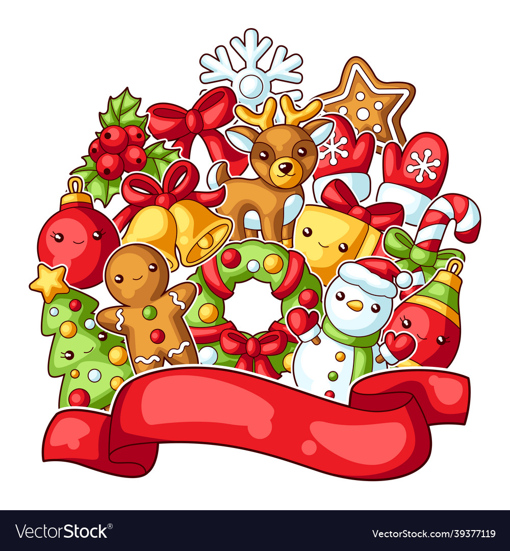 Sweet merry christmas greeting card cute Vector Image