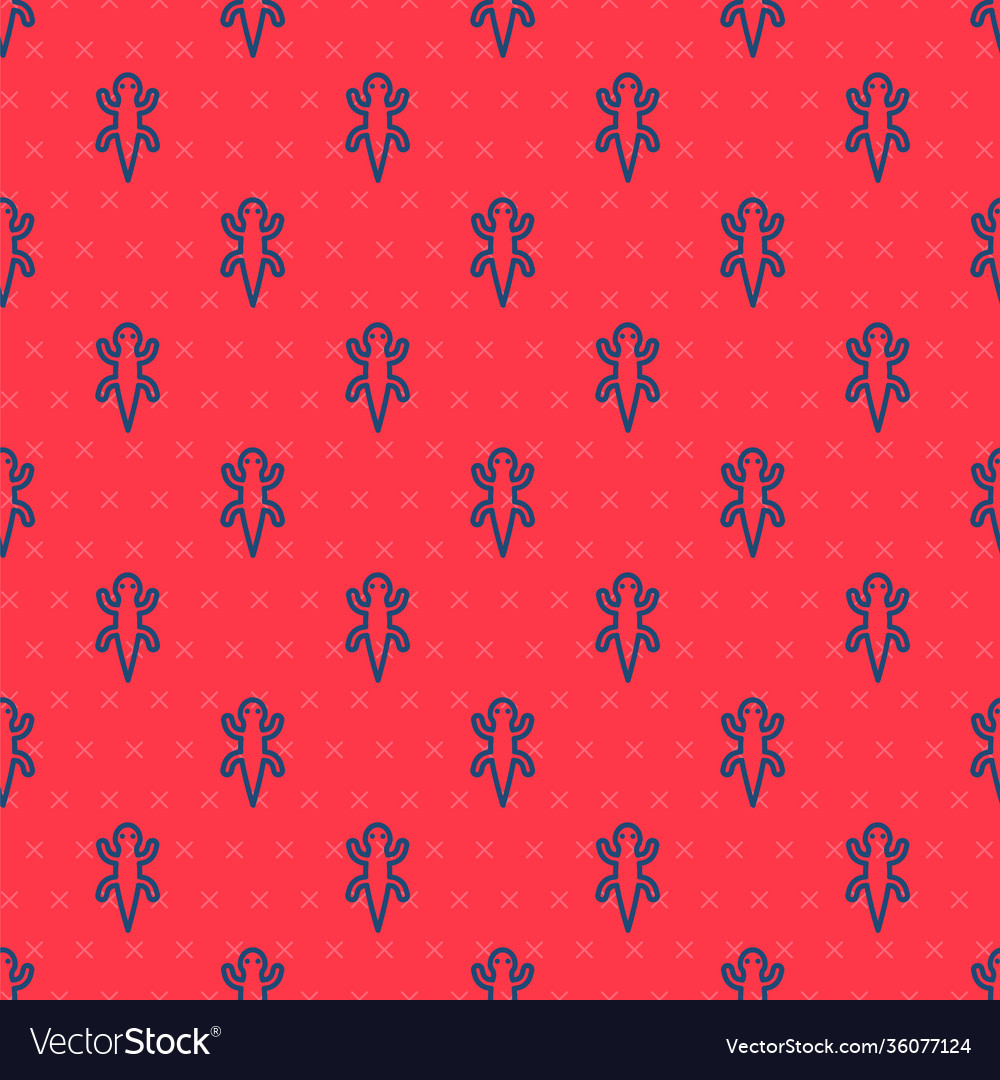 Blue line lizard icon isolated seamless pattern Vector Image Blue line lizard icon isolated seamless pattern