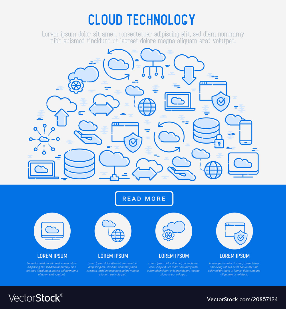 Cloud computing technology concept in half circle vector image Cloud computing technology concept in half circle