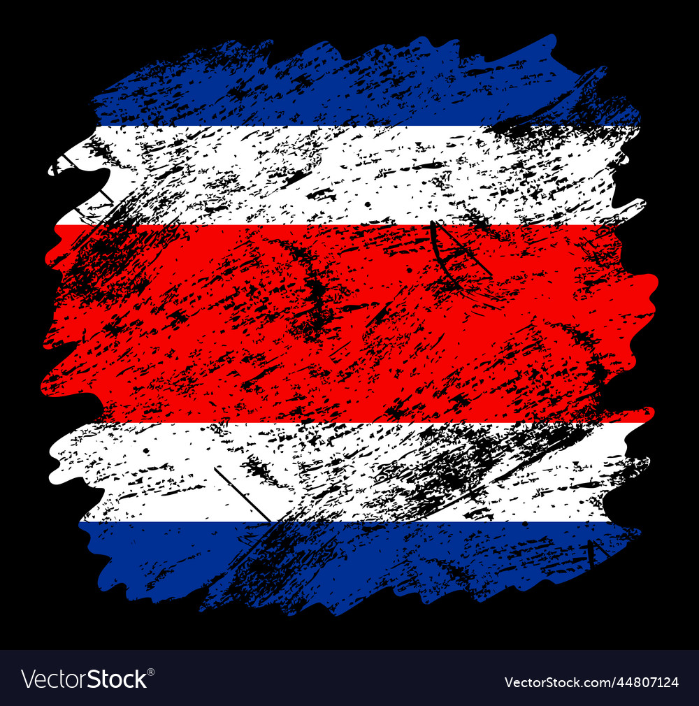 Costa rica flag grunge brush background old Vector Image