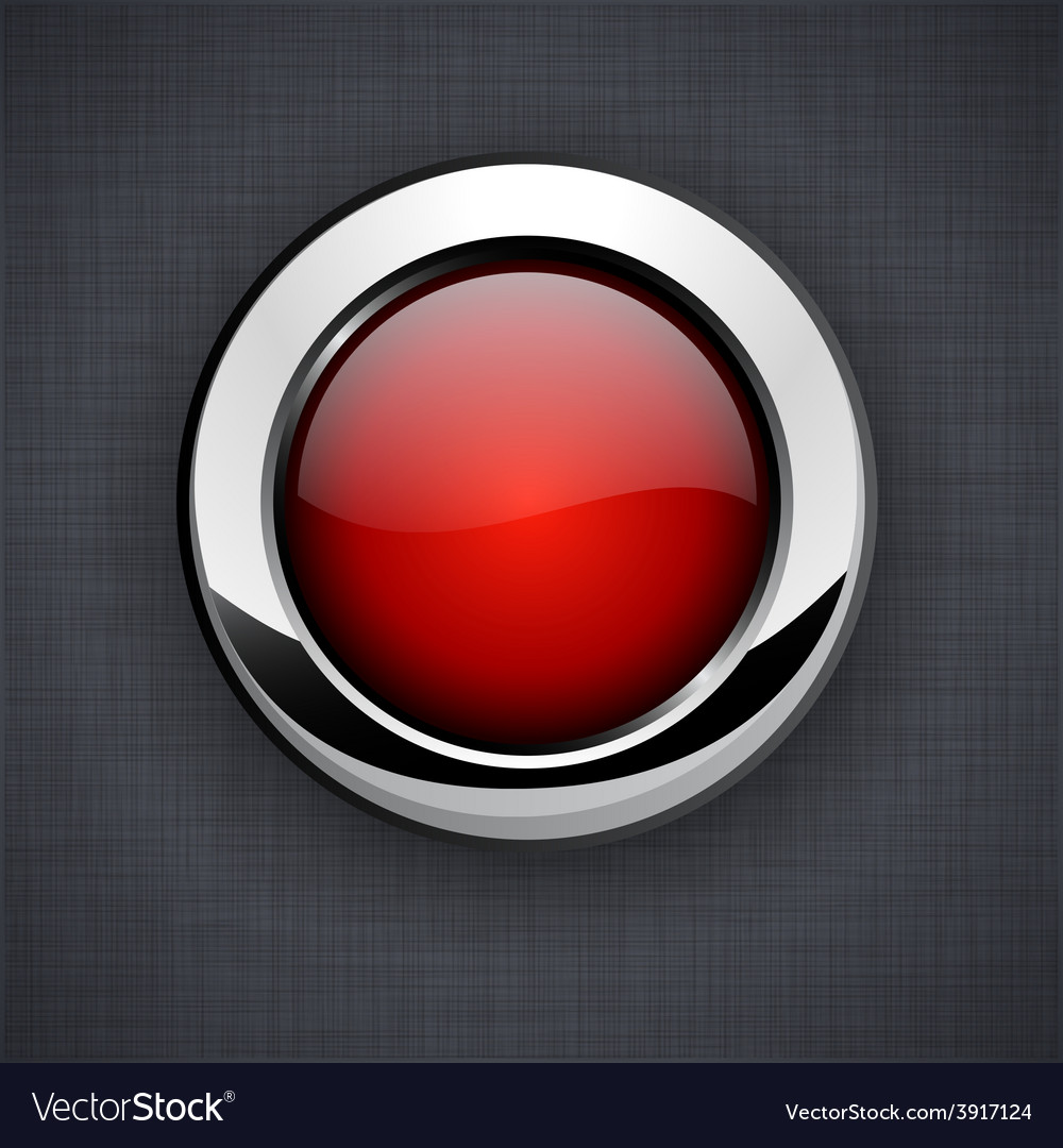 Glossy Red Button on Gray Background