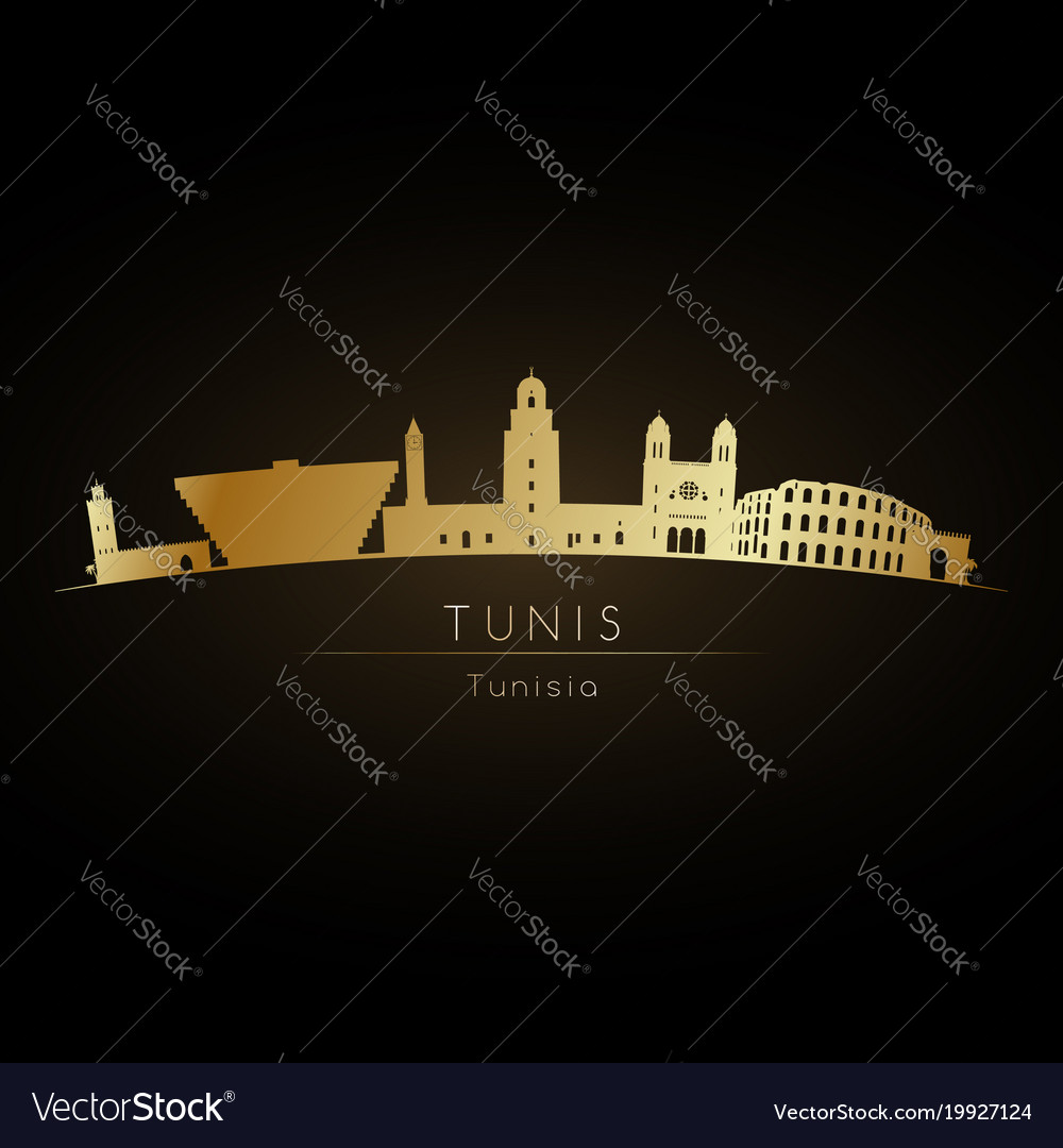 Golden Logo Tunis Stadt Skyline Silhouette
