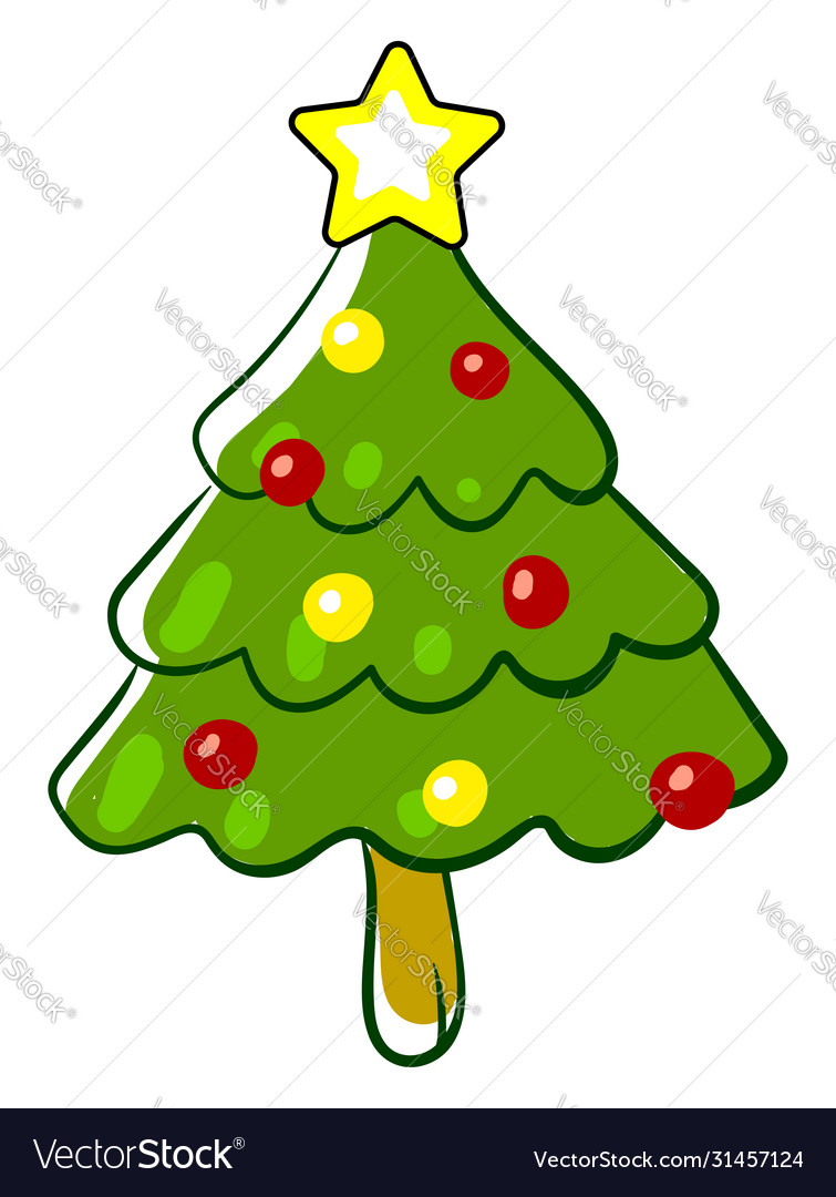 Little tree with star on white background Vector Image