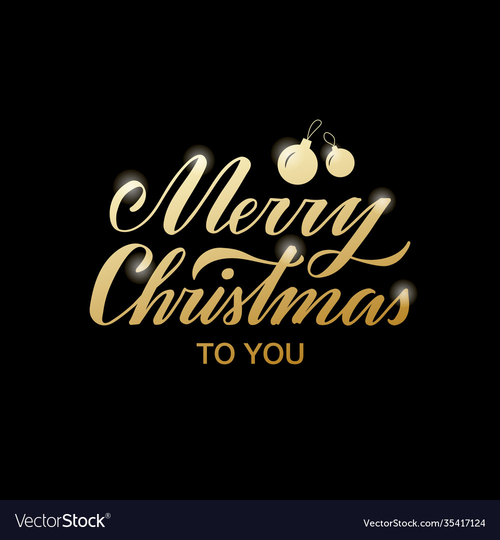 Merry christmas golden lettering Royalty Free Vector Image