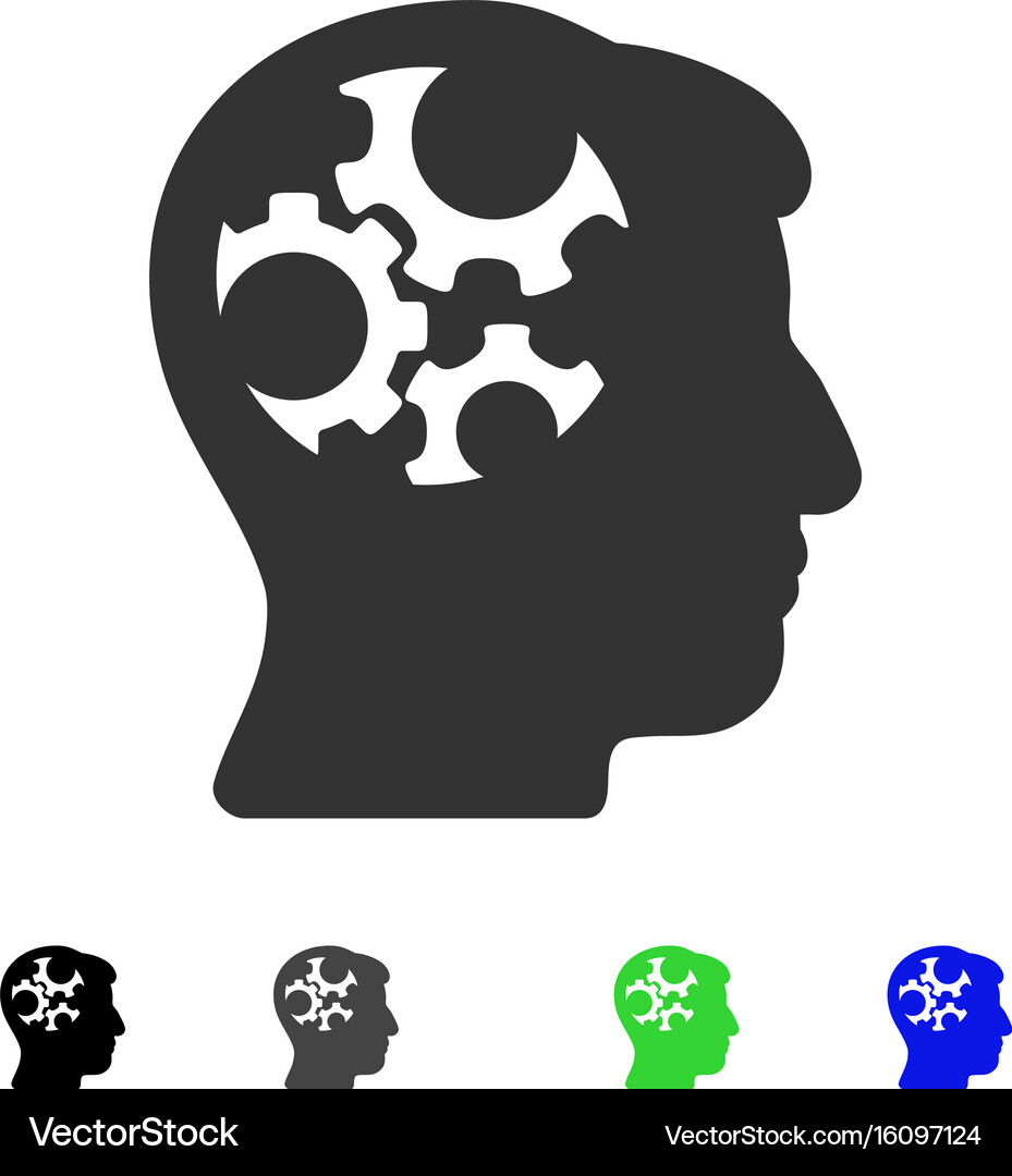 Mind gears flat icon Royalty Free Vector Image
