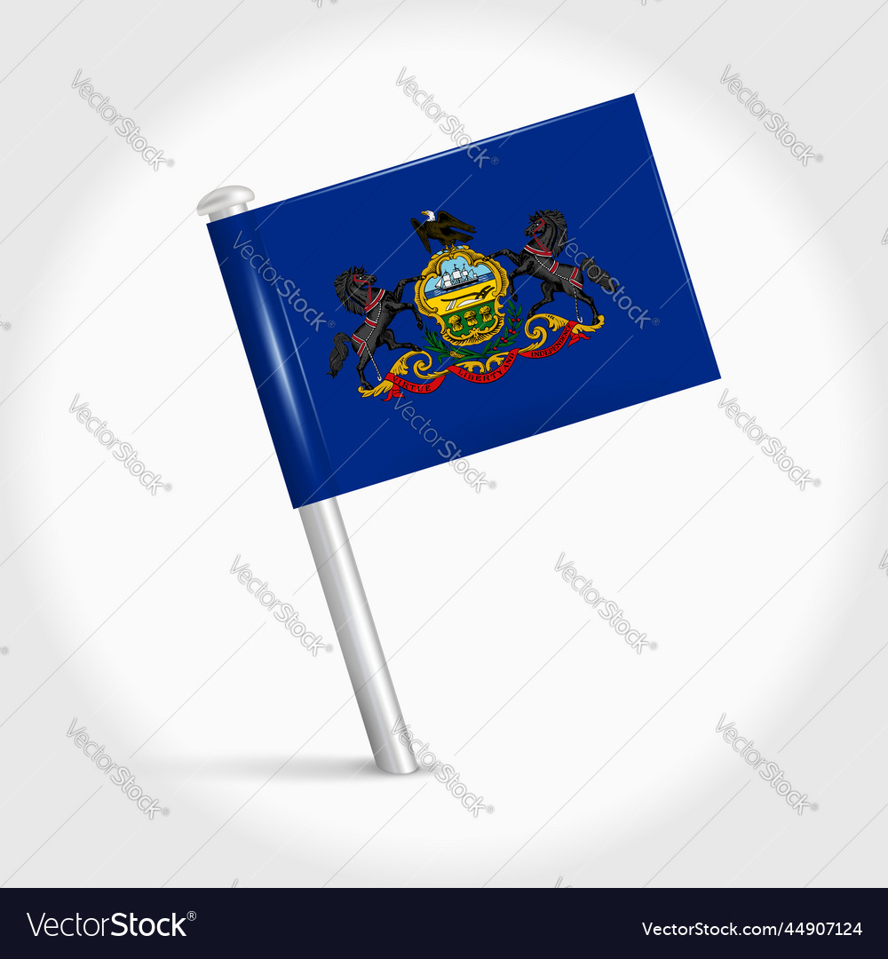 Pennsylvania map pin flag 3d realistic