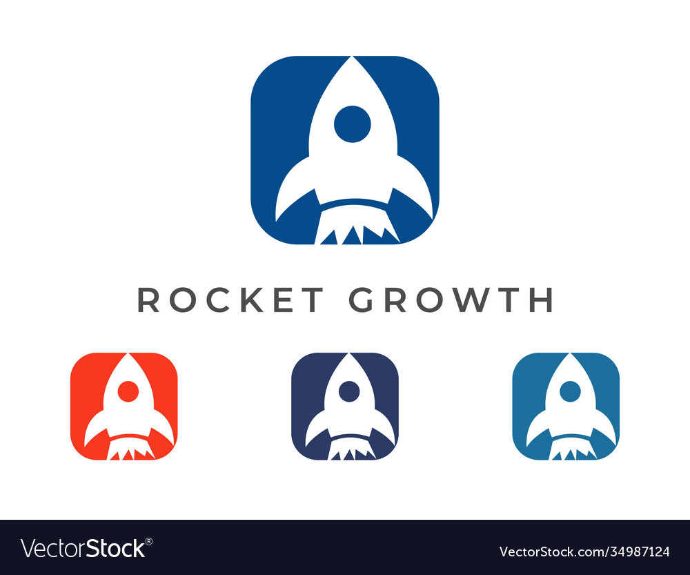 Rocket logo design with rounded box vector image Rocket logo design with rounded box