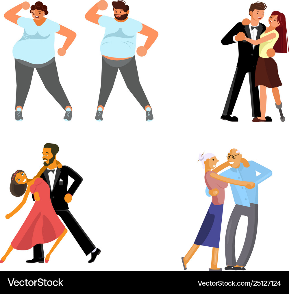 Set dancing couples Royalty Free Vector Image - VectorStock