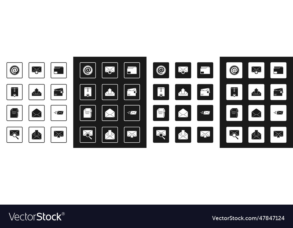 Set document folder upload inbox delete envelope vector image Set document folder upload inbox delete envelope