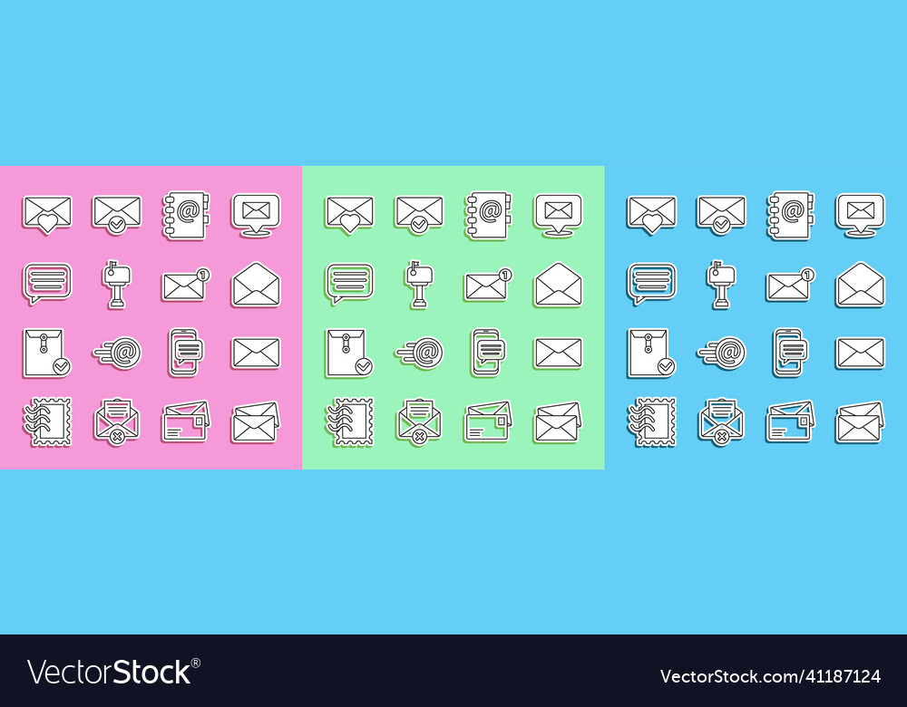 Set line envelope address book mail box speech Vector Image Set line envelope address book mail box speech