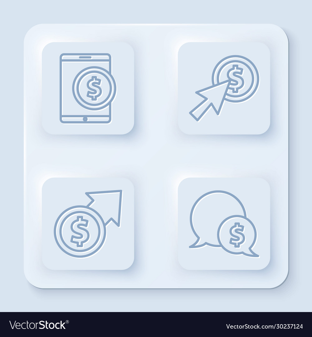 Set line tablet with dollar cursor and coin