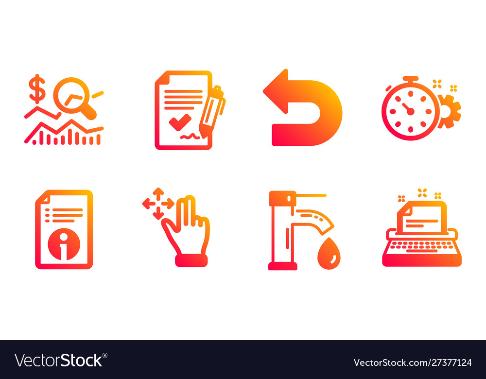 Undo check investment and move gesture icons set vector image Undo check investment and move gesture icons set