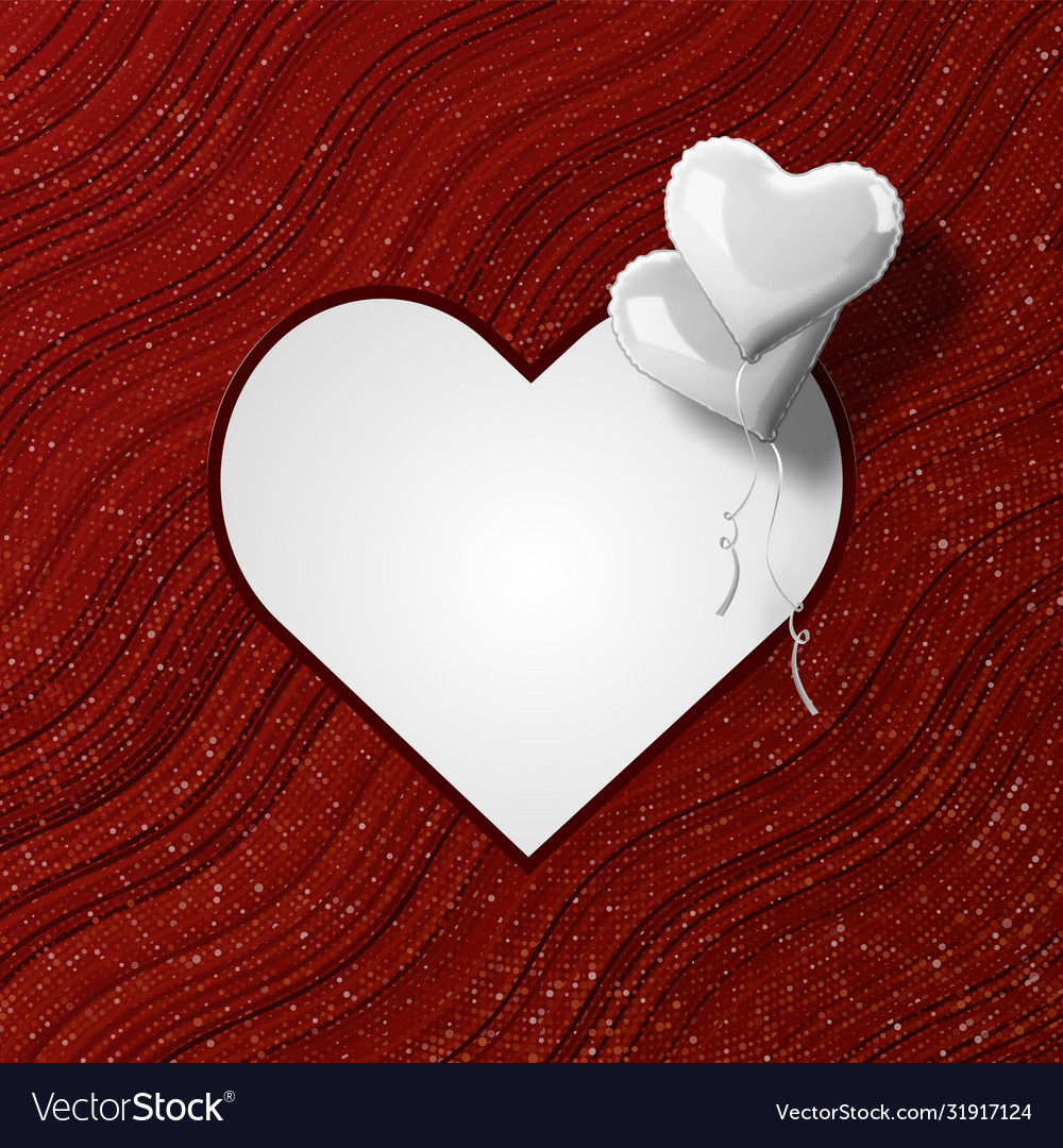 With a big white heart on red background