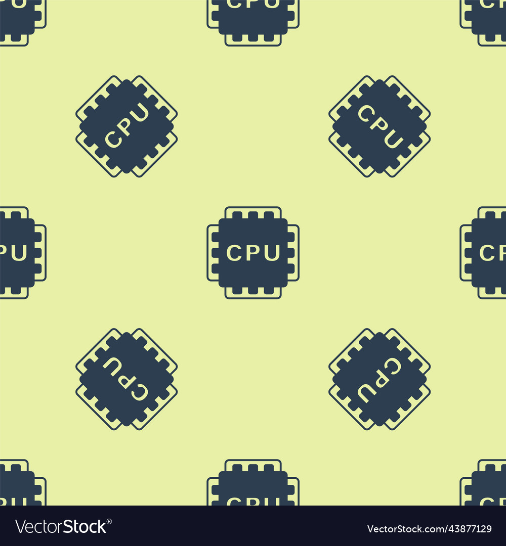 Blue computer processor with microcircuits cpu vector image Blue computer processor with microcircuits cpu