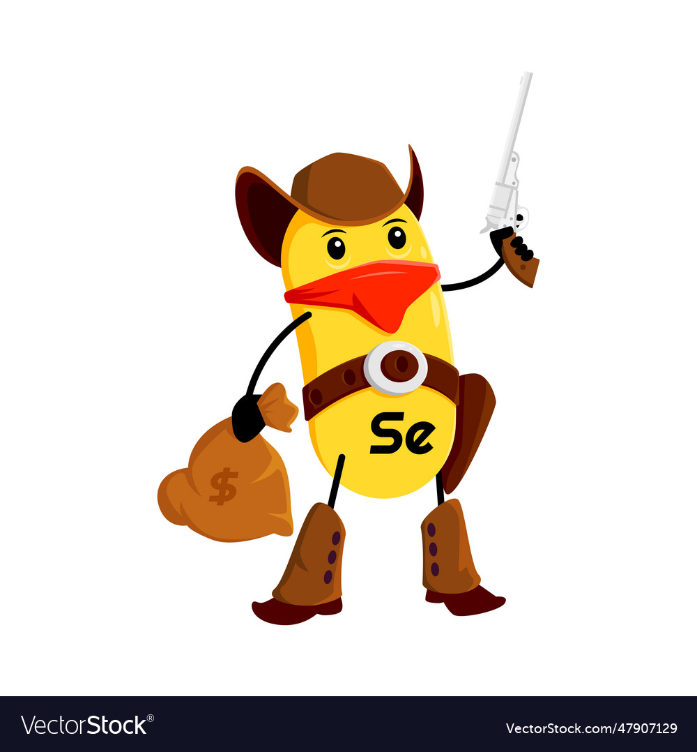 Cartoon selenium ranger micronutrient character Vector Image