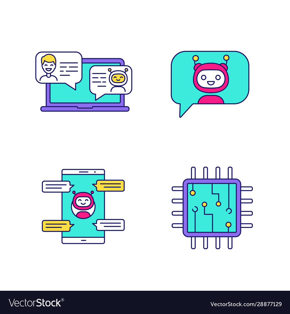 Chatbots color icons set