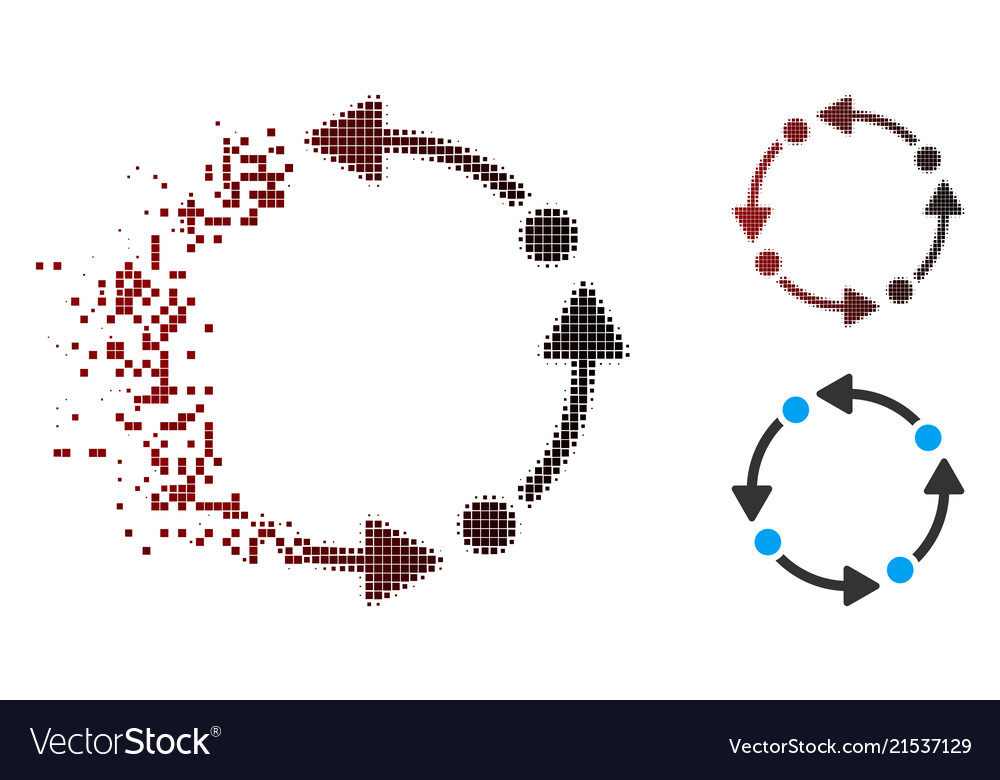 Disintegrating pixel halftone rotate icon Vector Image Disintegrating pixel halftone rotate icon