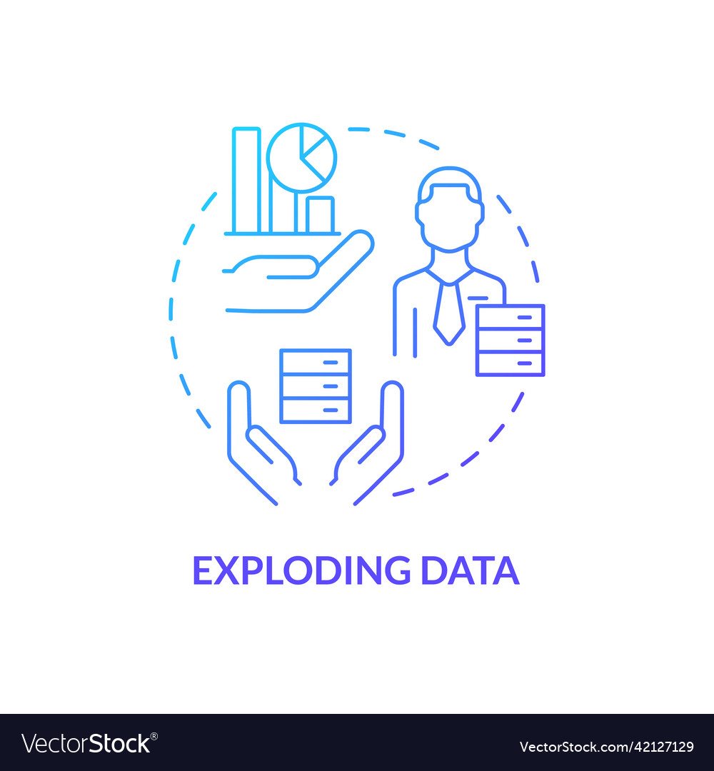 Exploding data blue gradient concept icon Vector Image Exploding data blue gradient concept icon