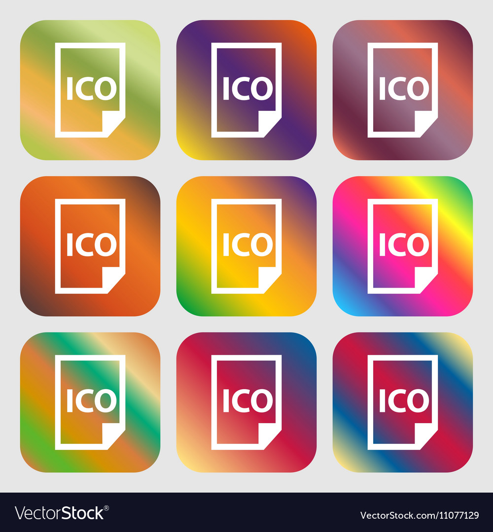 File ico icon nine buttons with bright gradients