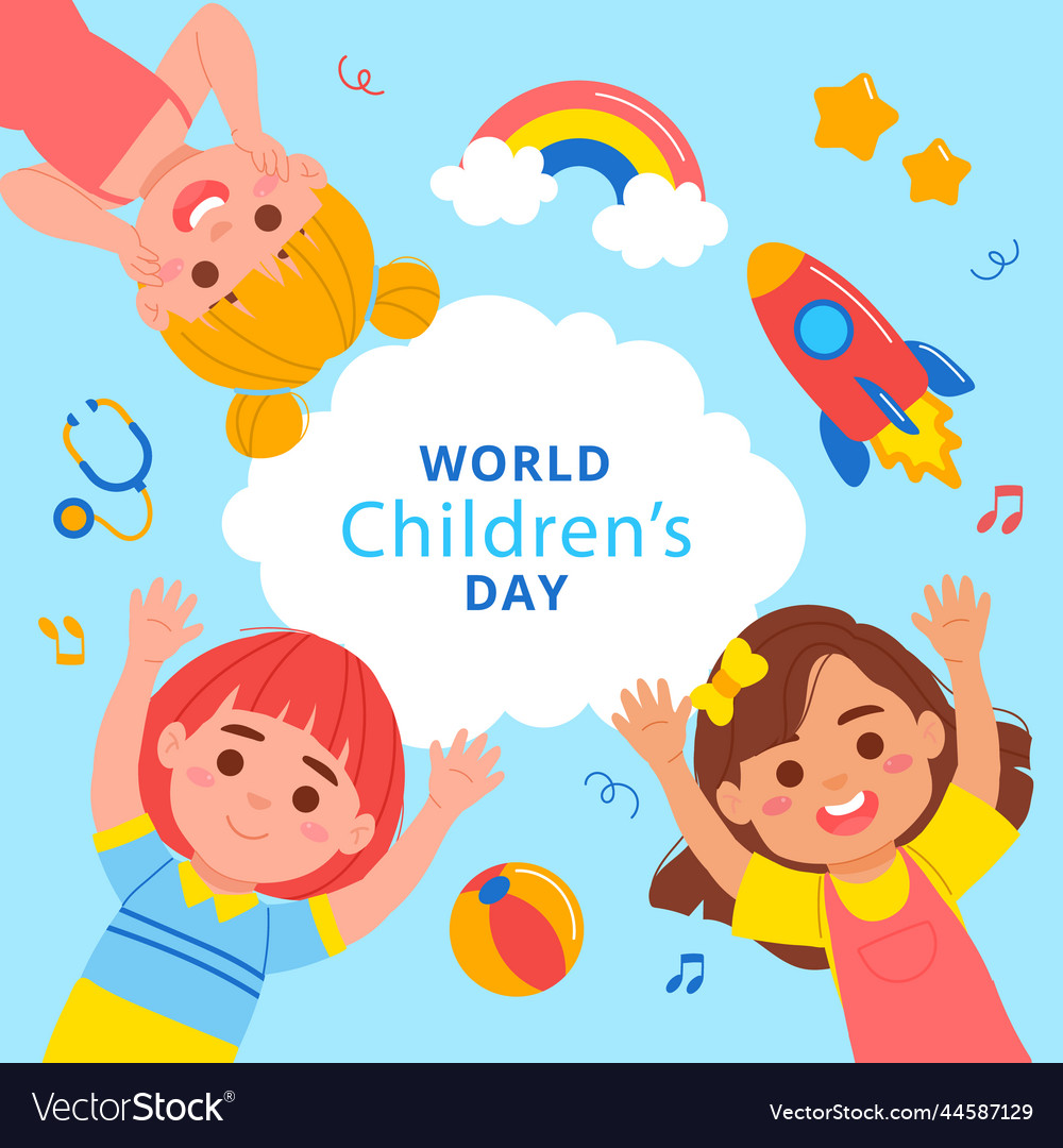 Flat world children day Royalty Free Vector Image