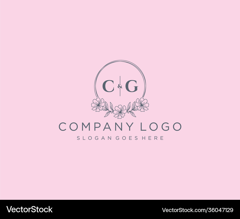 Initial cg letters floral frames unique Royalty Free Vector