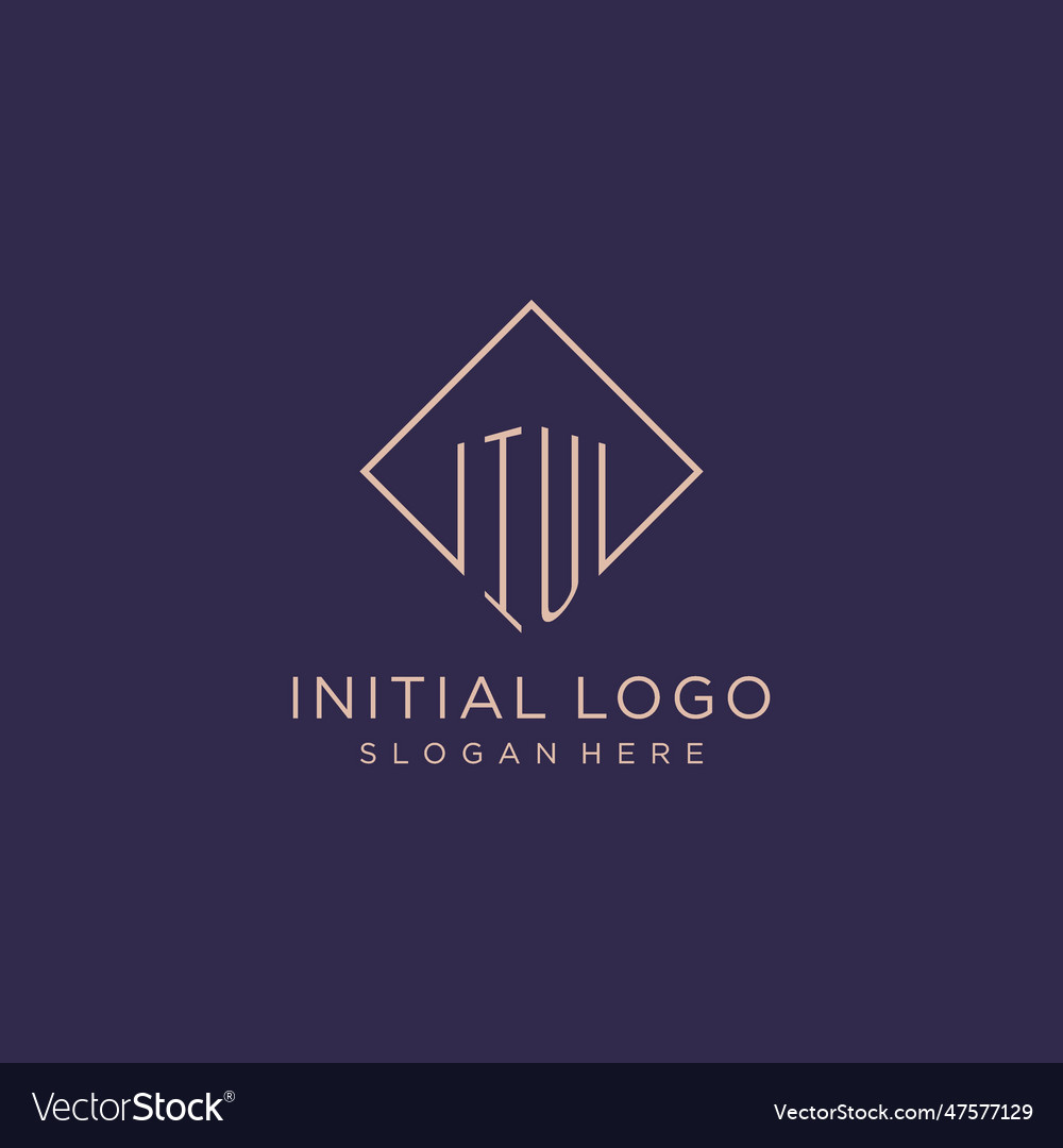 Initials iu logo monogram with rectangle style